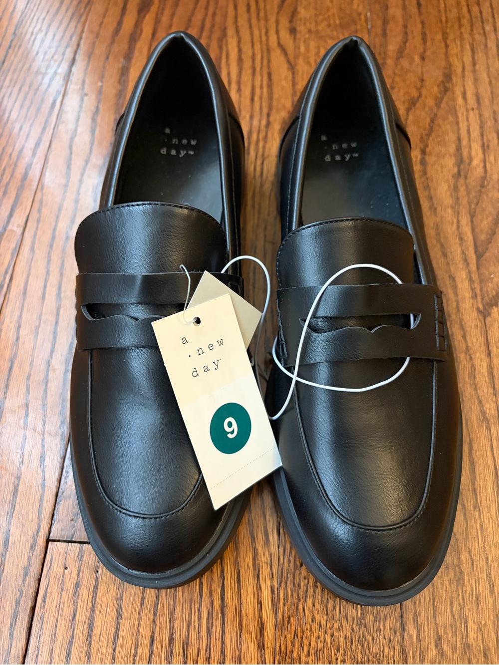 a new day Black Leather Penny Loafers